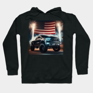 Dodge Ram and The American Flag by Gas Autos Hoodie